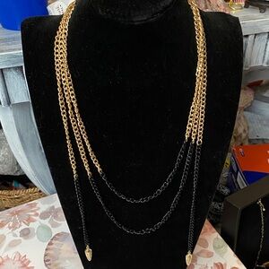 Nicole Miller Gold and Black Multi-Strand Necklace